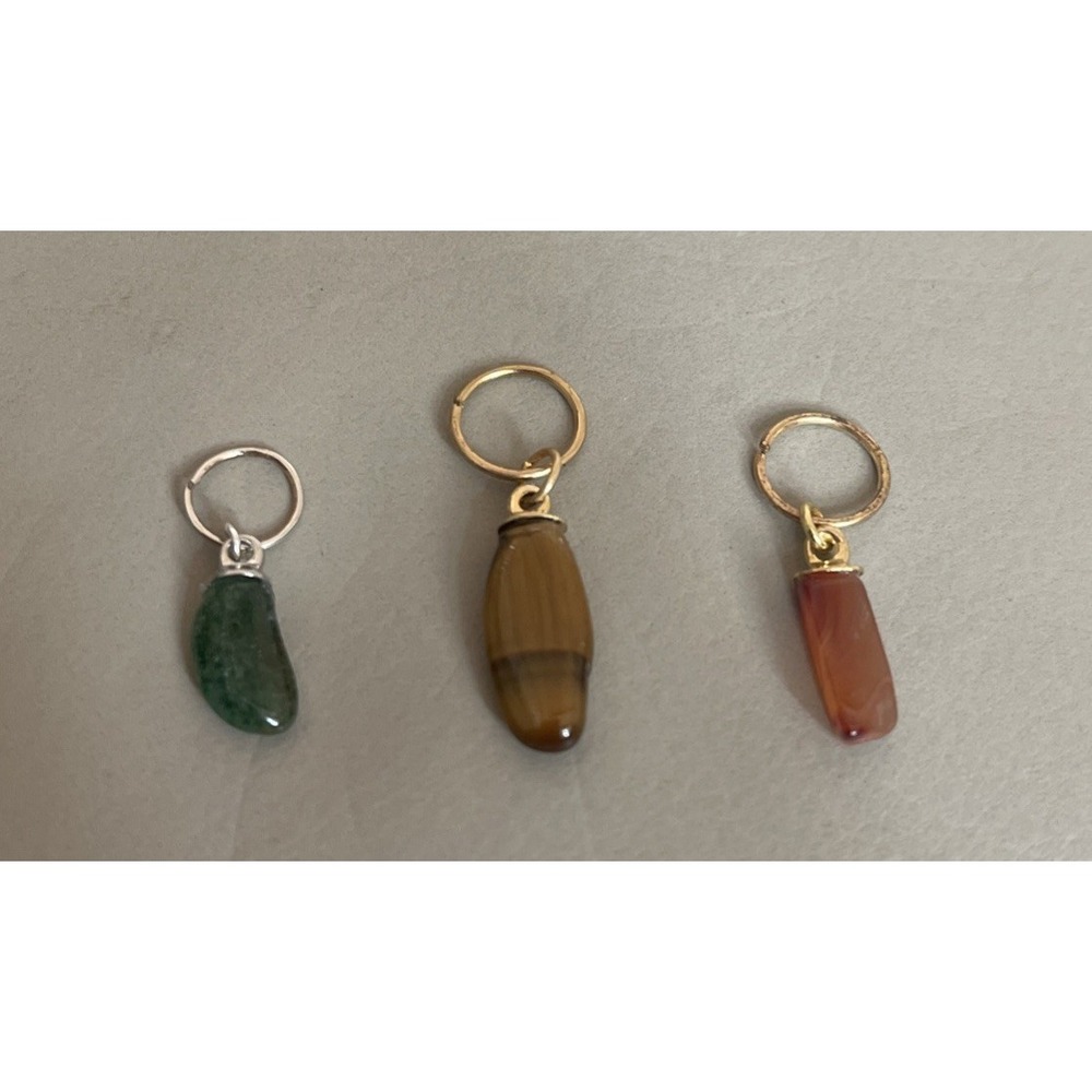 Lot of 3 Natural Gemstone Pendants Charms Adventuren Tigers Eye Carnelian #4